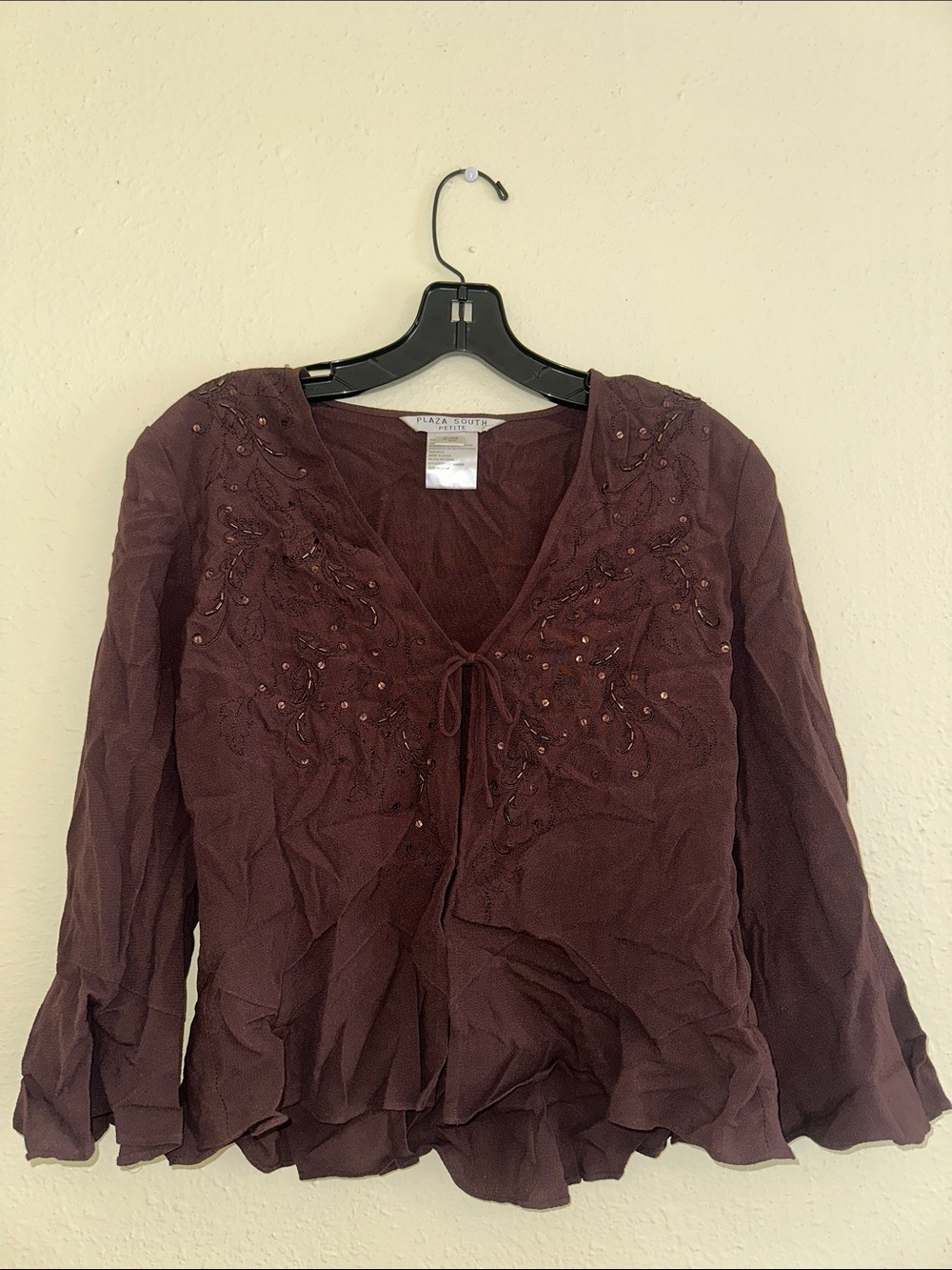 Women's Embellished Brown Blouse EUC